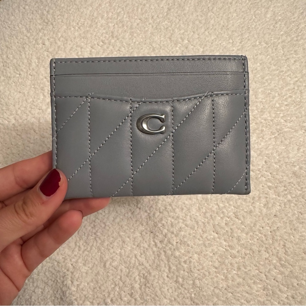 Coach Grey Essential Card Case With Pillow Quilting - Gently Used